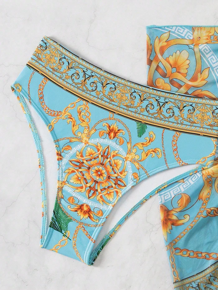 Conjunto de 3 Peças com Sutiã Push-U - Azul M