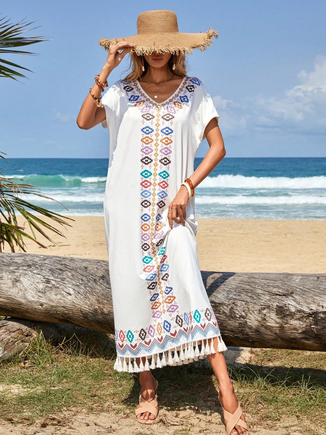 Vestido com Estampa Geográfica