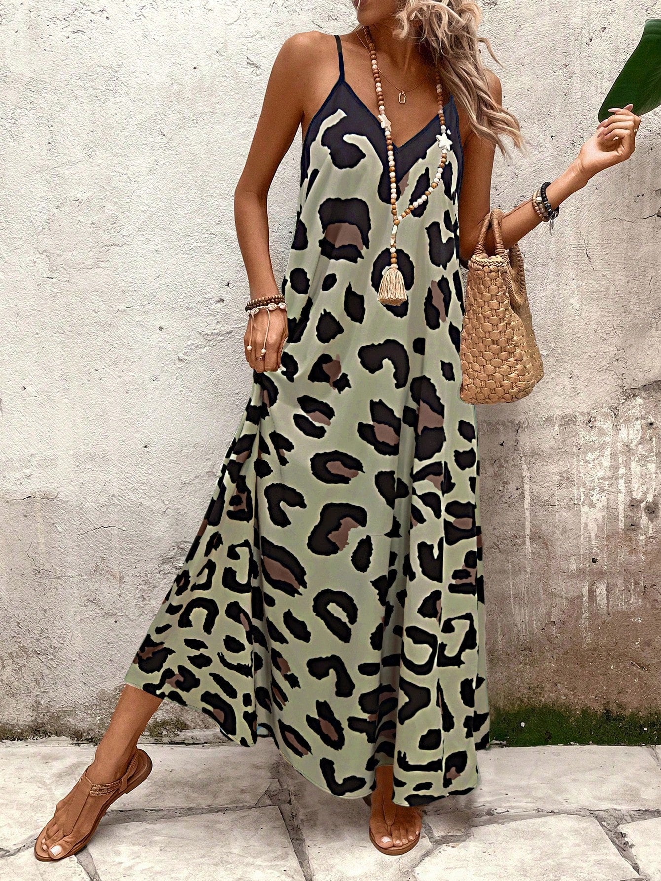 Vestido Longo Casual Animal Print