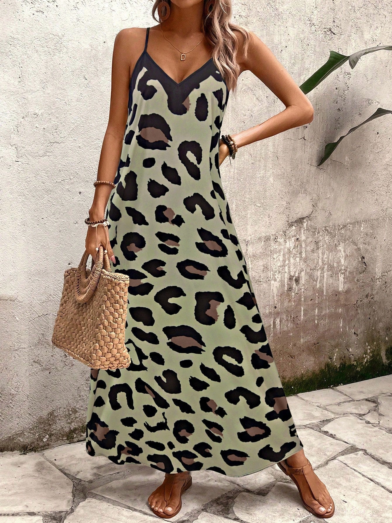 Vestido Longo Casual Animal Print