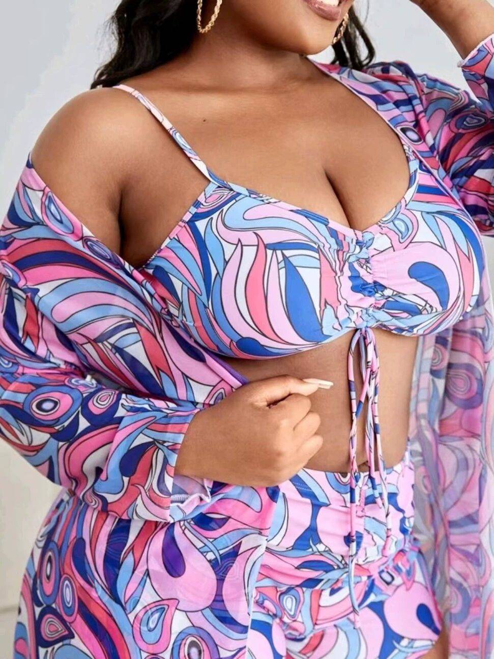 Conjunto Tropical 3 Peças Plus Size