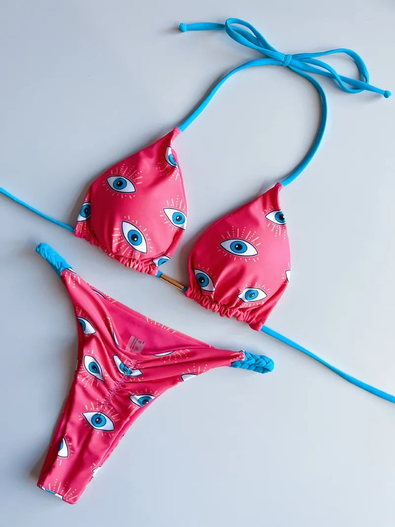 Biquíni Halter Microfita Praia