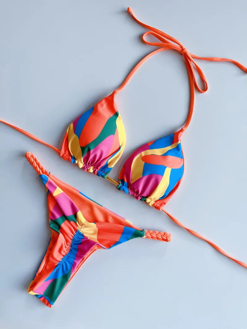 Biquíni Halter Microfita Praia