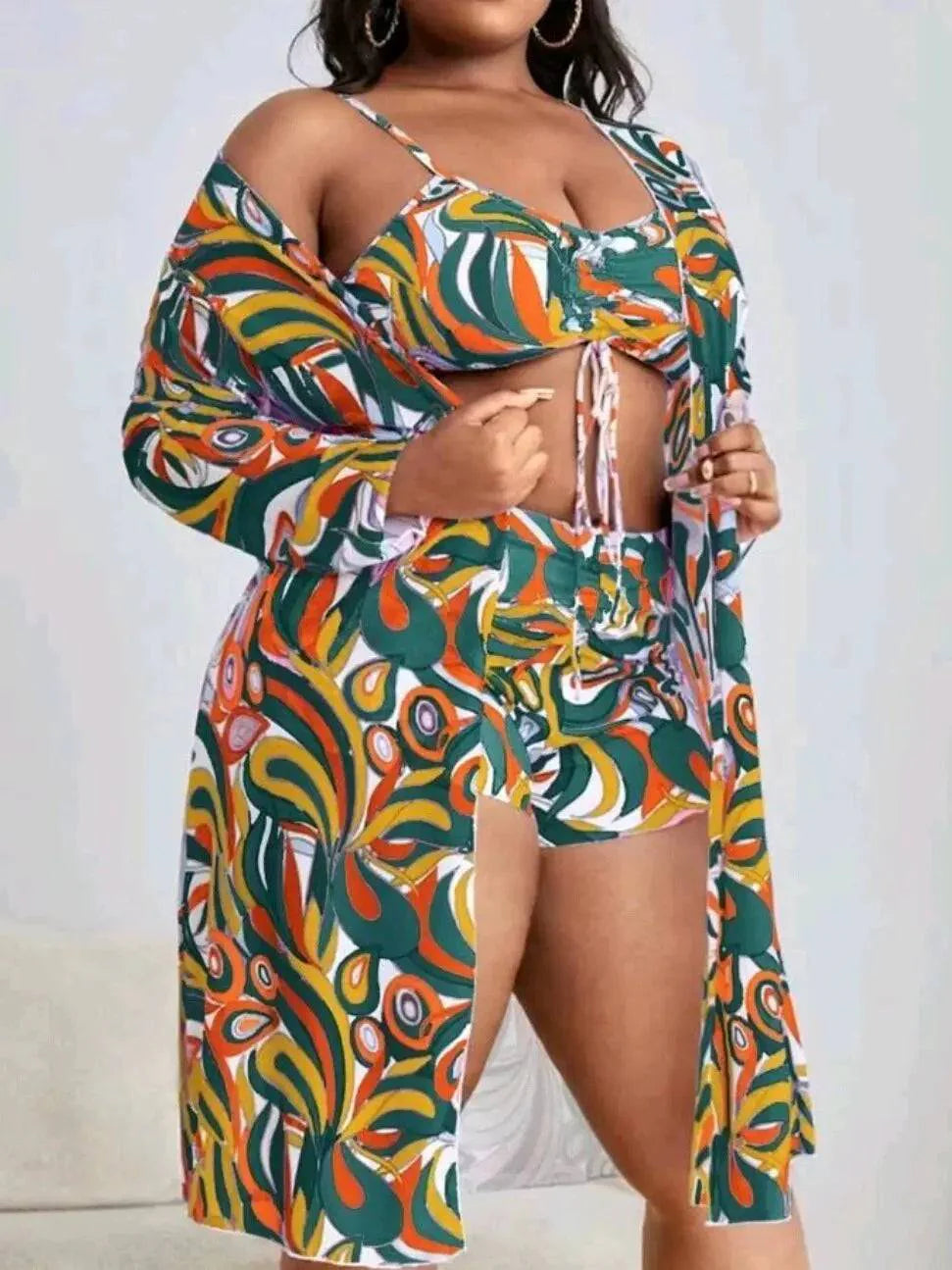 Conjunto Tropical 3 Peças Plus Size