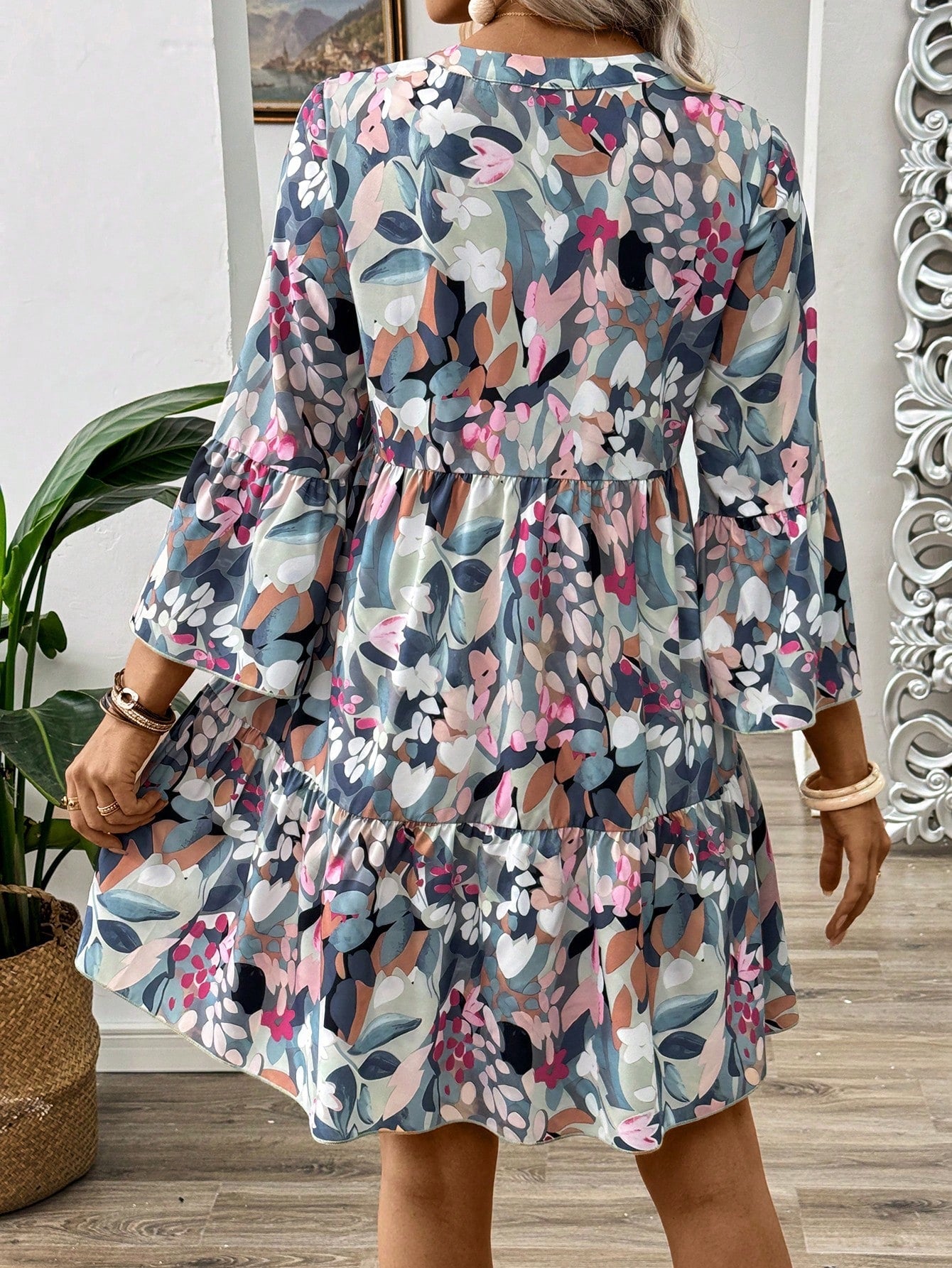 Vestido de Botões com Estampa Floral