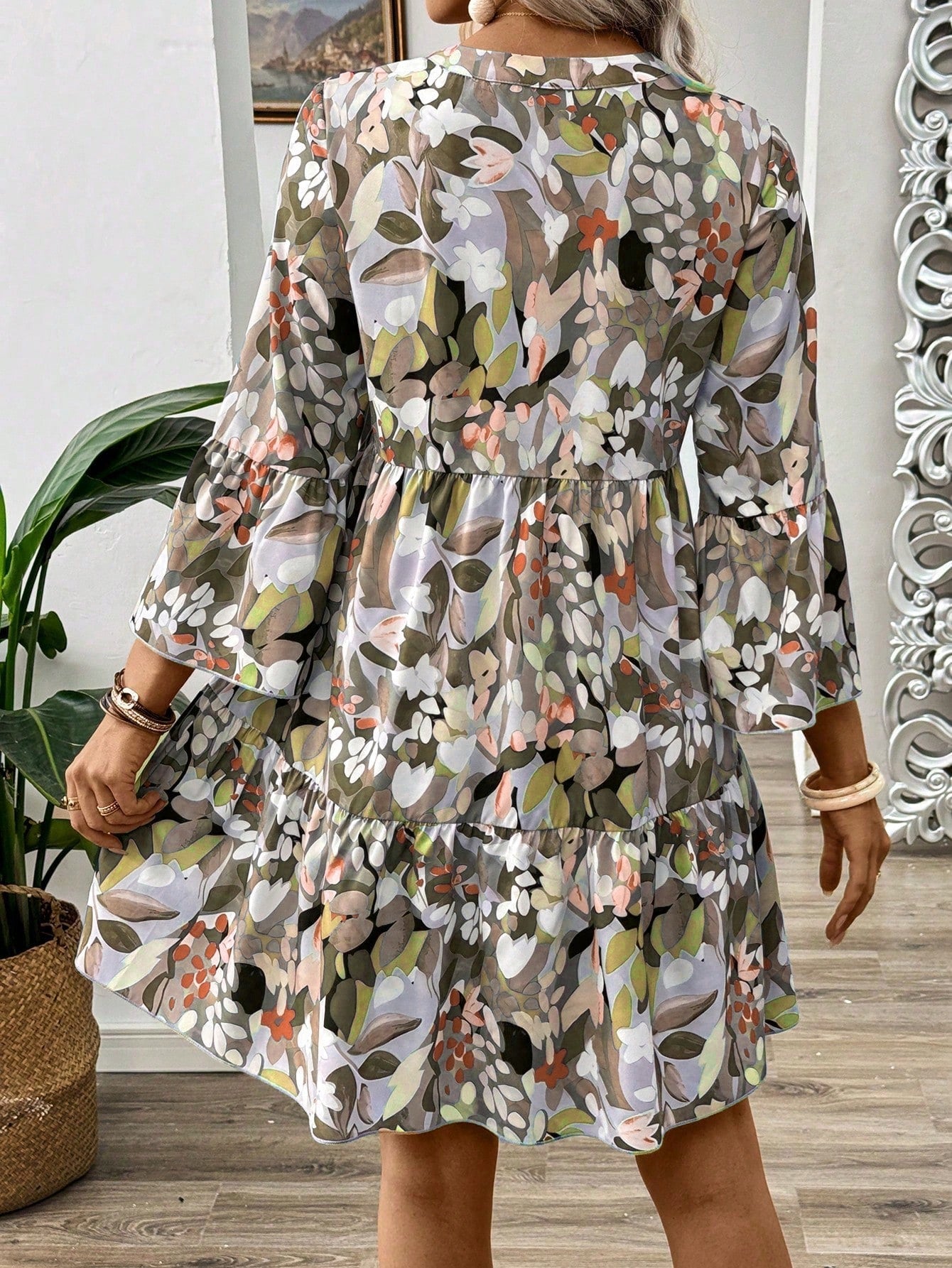 Vestido de Botões com Estampa Floral