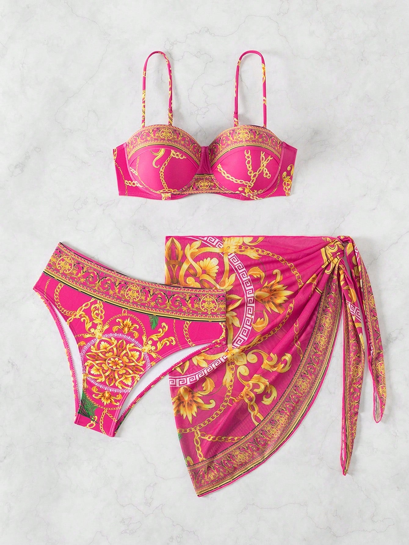 Conjunto de 3 Peças com Sutiã Push-Up