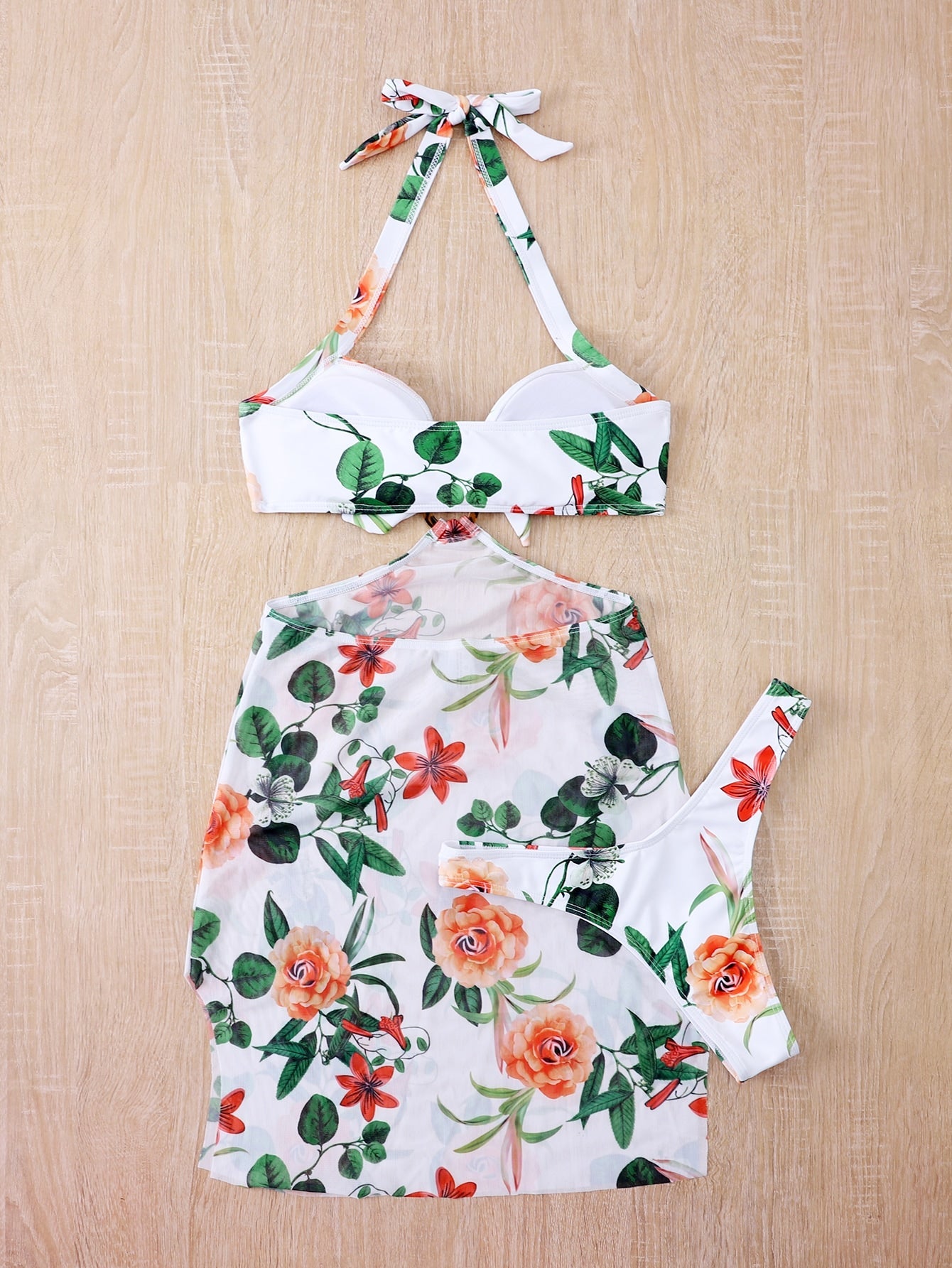 Biquíni Vestido Floral 3 Peças