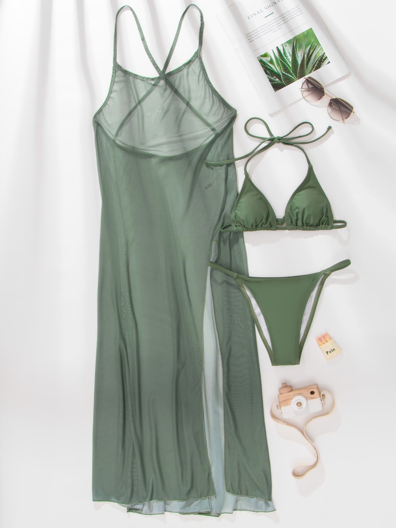 Conjunto Biquíni 3 Peças Triângulo, Tanga