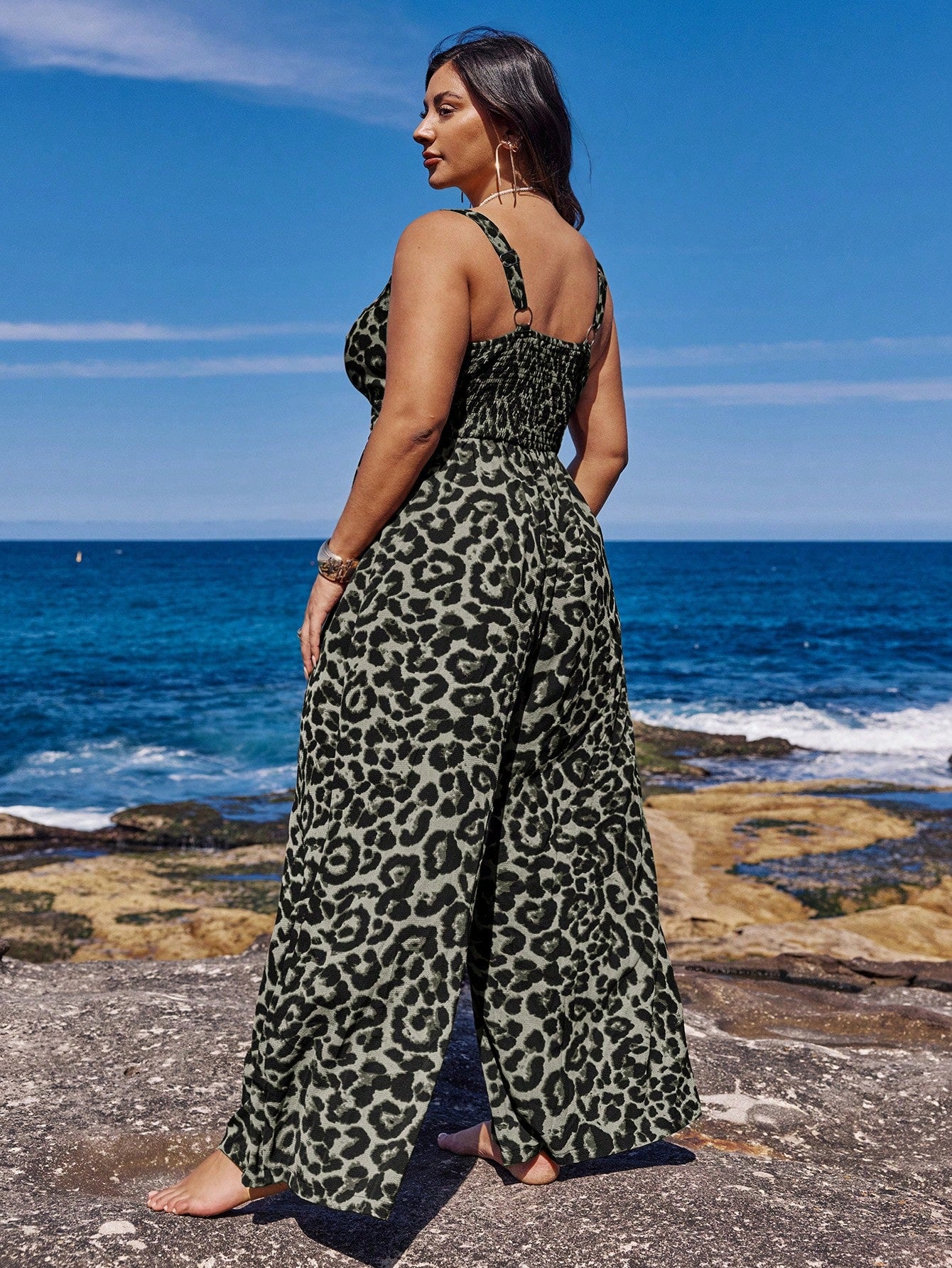 Macacão Plus Size Animal Print Gabriela