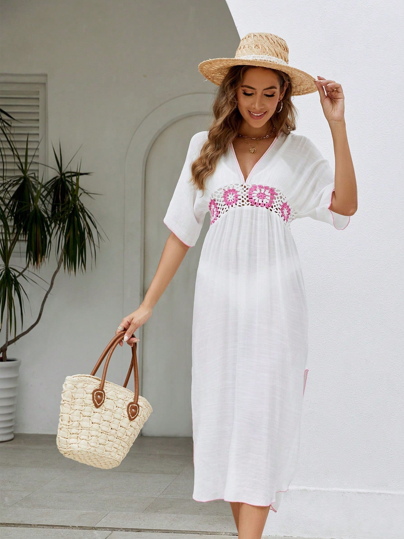 Saída de Praia Crochê com Manga Longa