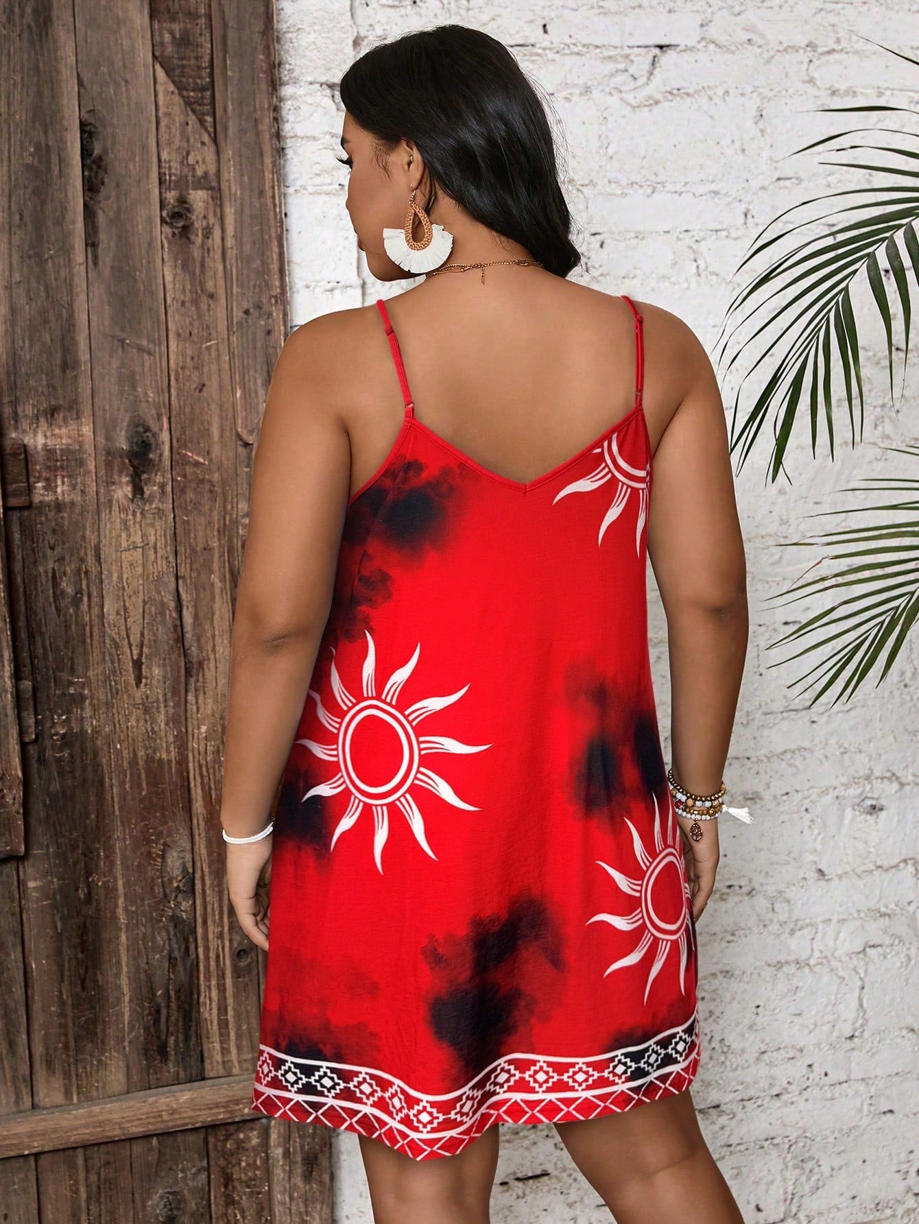 Vestido de Alça com Decote V Plus Size