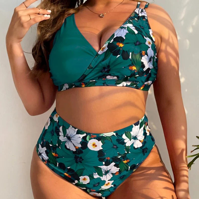 Biquíni Plus Size Meia Estampa Floral
