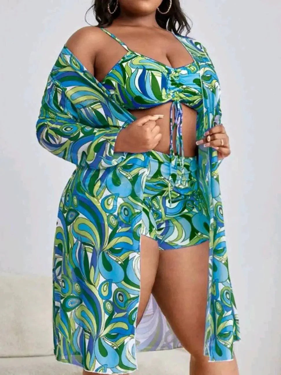 Conjunto Tropical 3 Peças Plus Size