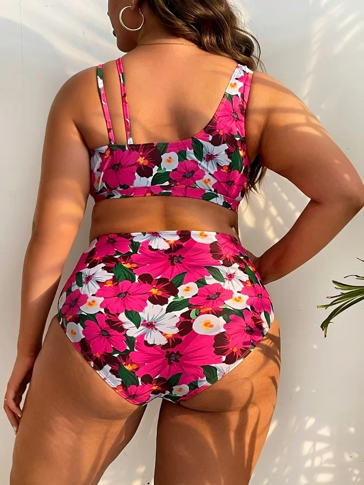 Biquíni Plus Size Meia Estampa Floral