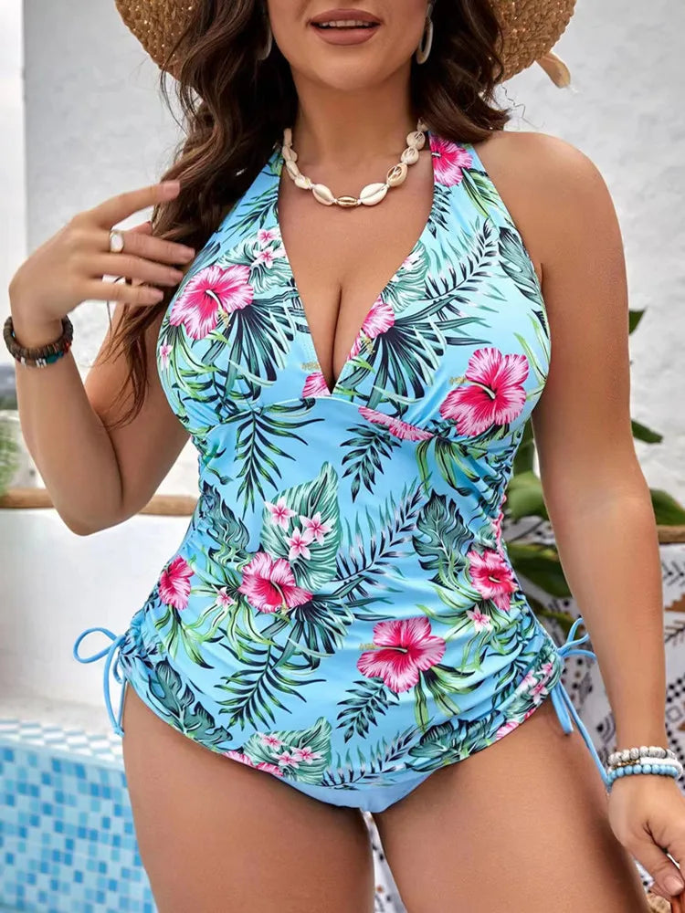 Maiô Plus Size Floral de Duas Peças