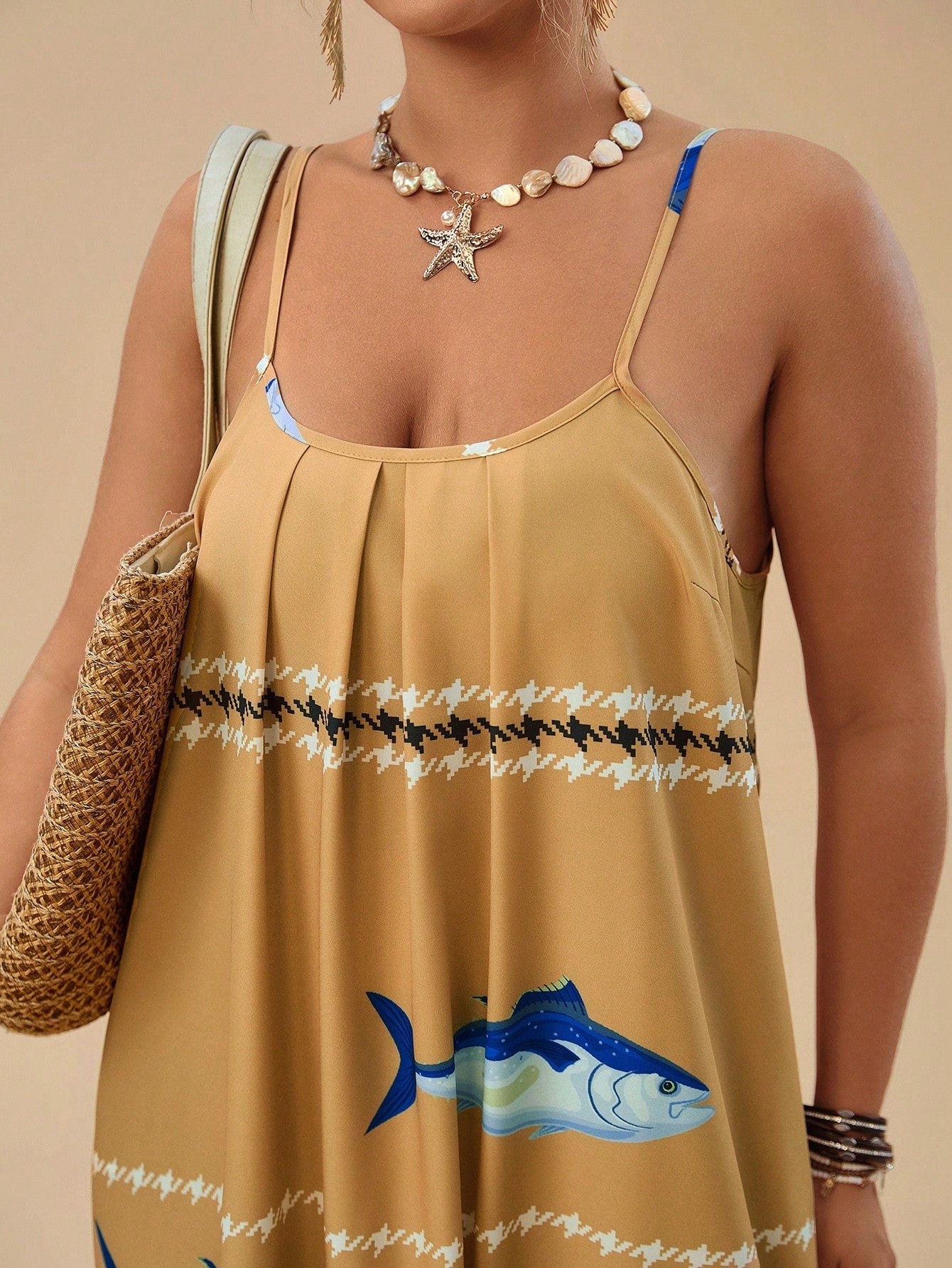 Vestido Longo Plus Size Oceano Dourado