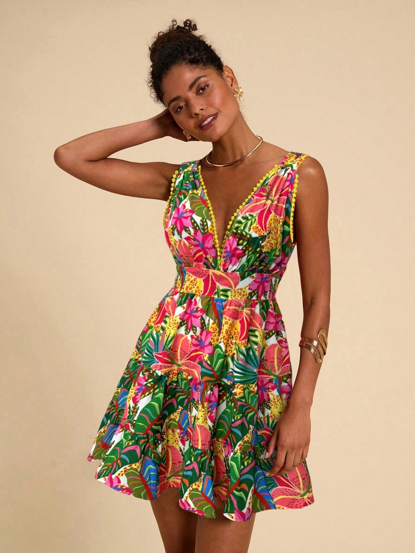 Vestido Decote em V Casual