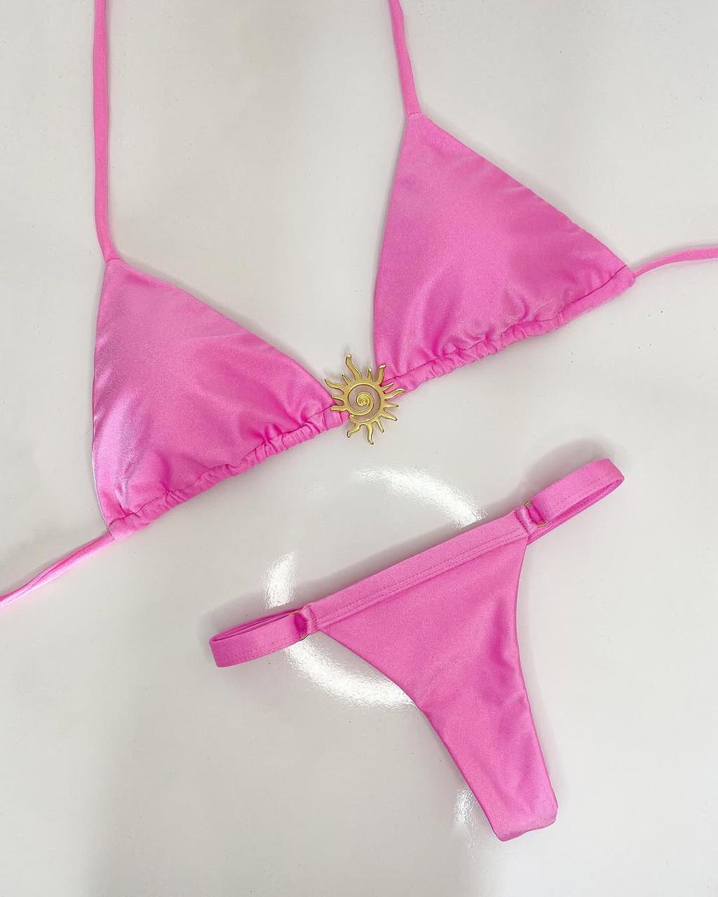 Biquíni de fita turquesa