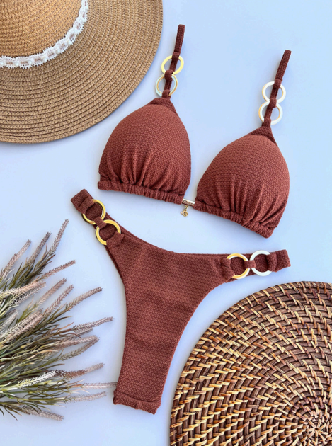 Biquíni Cortininha 2 Argolas - Marrom