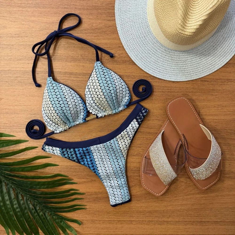 Biquini Trico Elegance - Multicolor Marinho