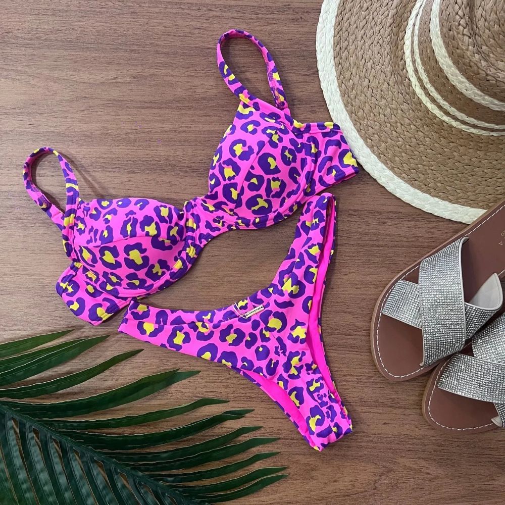 Biquini Onça - Pink-Roxo