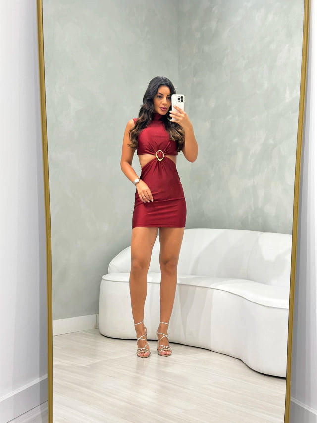 Vestido Gola FivelaVestido Gola Fivela