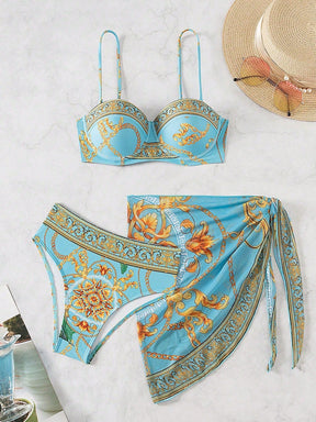 Conjunto de 3 Peças com Sutiã Push-Up