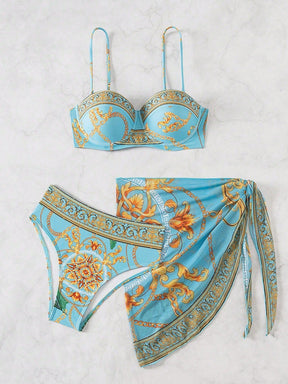 Conjunto de 3 Peças com Sutiã Push-Up