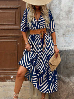 Vestido Longo Casual com Estampa Geométrica