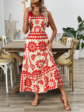 Vestido Estilo Vintage com Estampa Floral