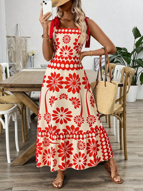 Vestido Estilo Vintage com Estampa Floral