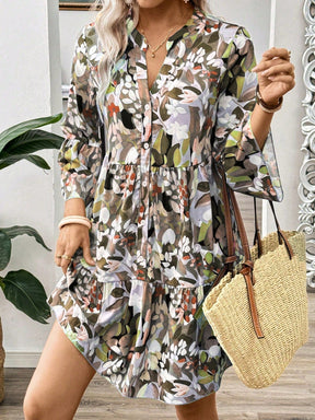 Vestido de Botões com Estampa Floral