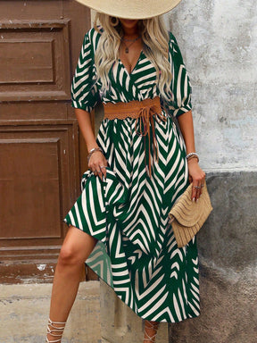 Vestido Longo Casual com Estampa Geométrica
