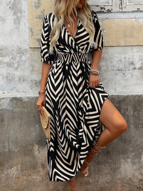 Vestido Longo Casual com Estampa Geométrica
