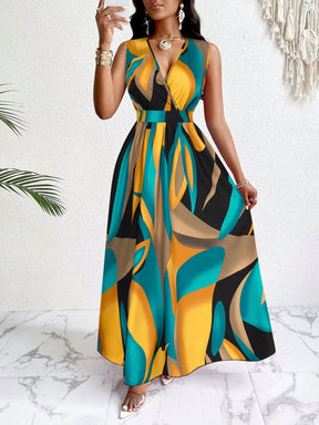 Vestido Longo Com Estampa Tropical