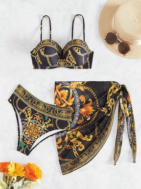 Conjunto de 3 Peças com Sutiã Push-Up