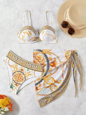 Conjunto de 3 Peças com Sutiã Push-Up