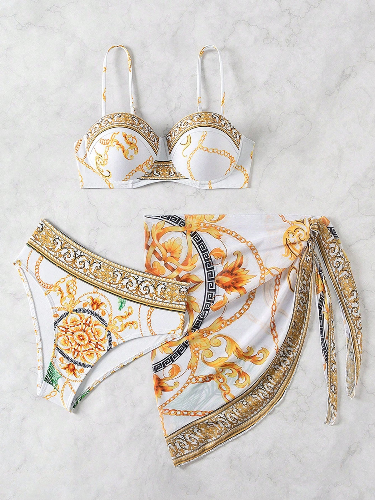 Conjunto de 3 Peças com Sutiã Push-Up