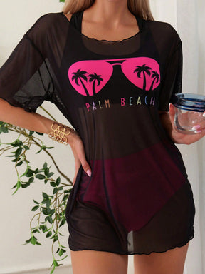 Conjunto Biquíni 3 Peças com Estampa Tropical - Cintura Alta