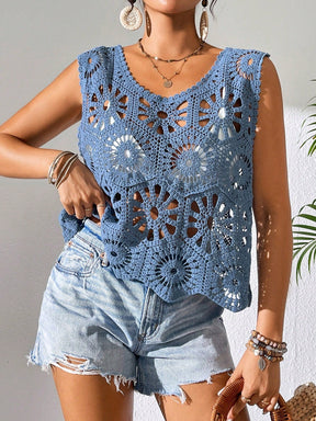 Regata Floral Em Crochê