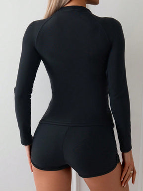 Tankini Manga Longa Preto