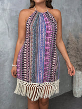 Vestido Plus Size Boho Roxo com Franja