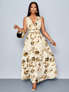 Vestido Longo Com Estampa Tropical