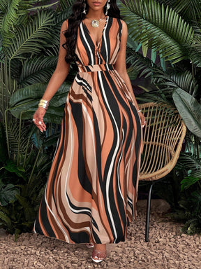 Vestido Longo Com Estampa Tropical