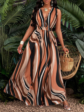 Vestido Longo Com Estampa Tropical